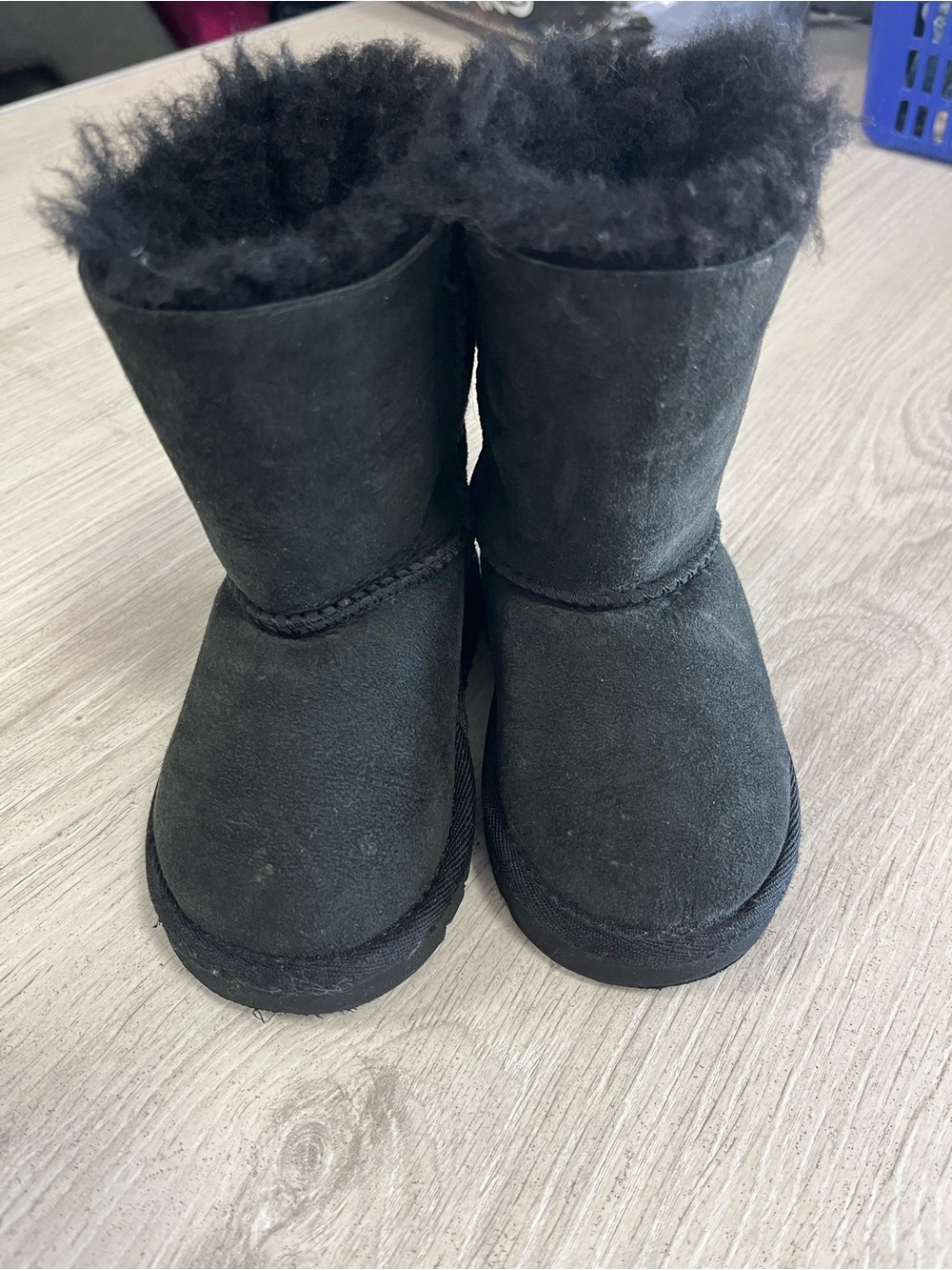 UGG Kids Black Shearling-Lined Slip-On Boots